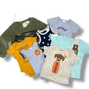 Baby Boy Mixed Size Lot Romper Shirt Sweatshirt Top Lot NB 3M 24M Starting Out